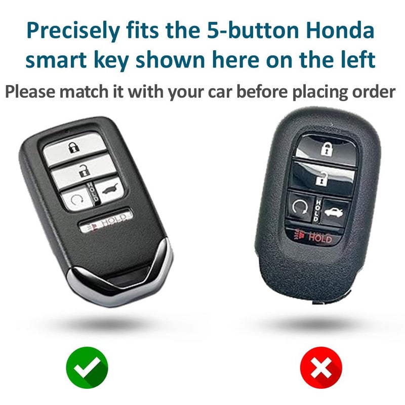 Autobase Silicone Key Fob Cover for Honda Accord Civic CR-V CRV Pilot Passport Insight EX EX-L Touring | Car Accessory | Key Protection Case 2 Pcs (Black & Blue) - Image 2